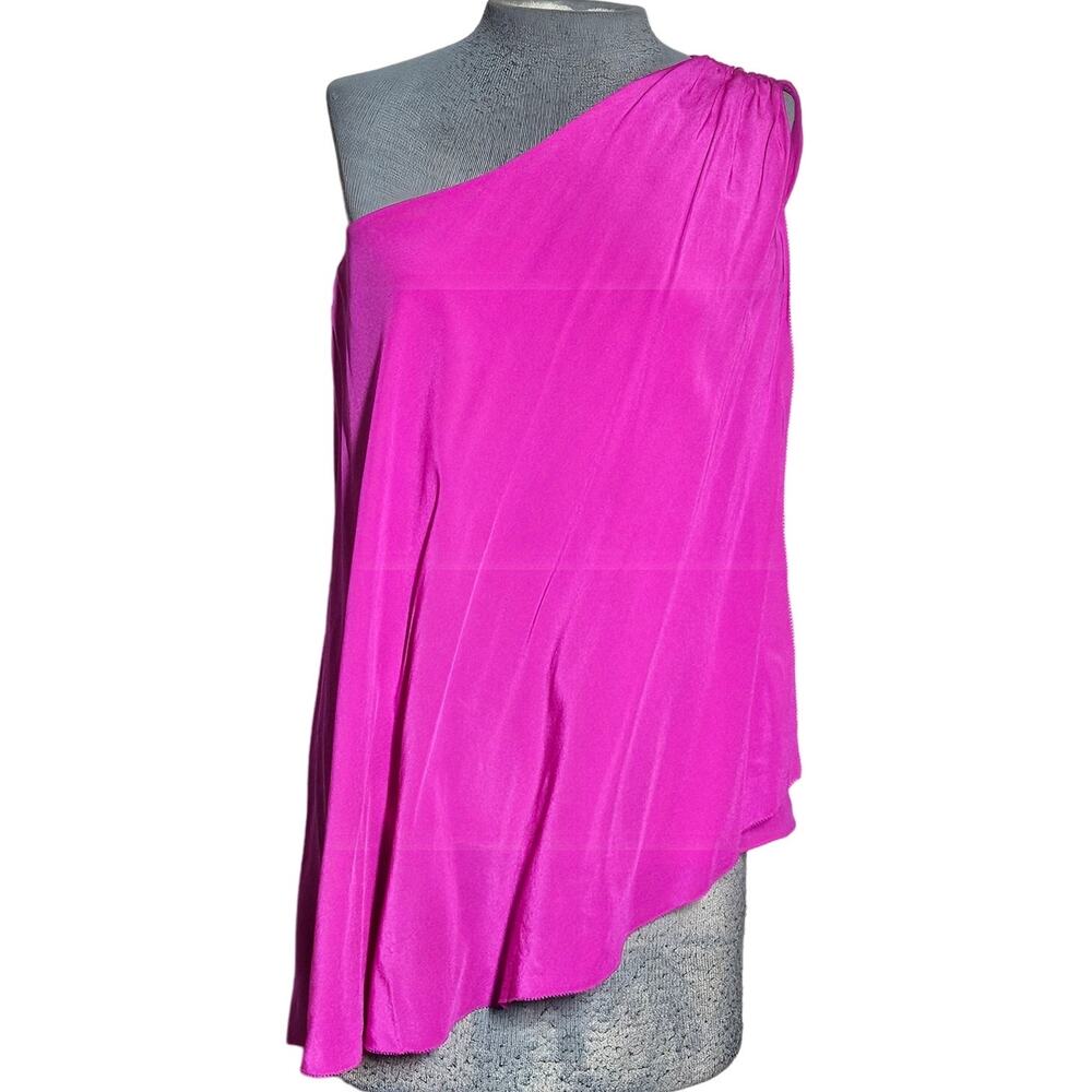 Trina Turk One Shoulder Draped Side Blouse Small